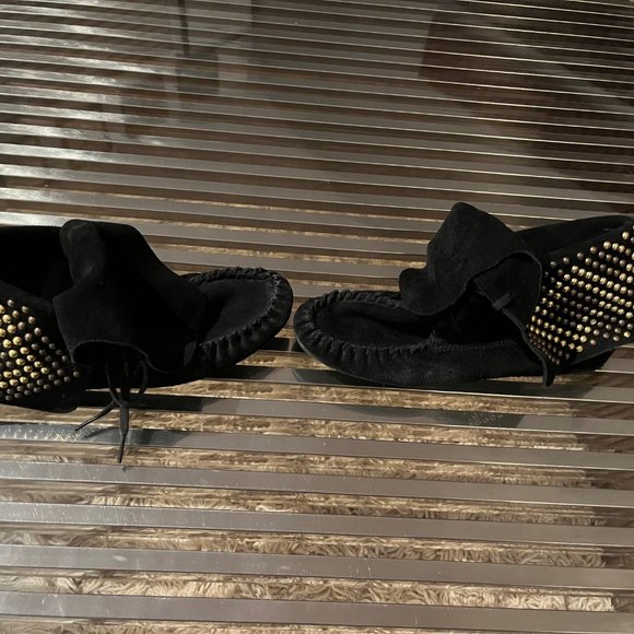 Steve Madden Suede Studded/Beaded Bootie Moccasins - Picture 2 of 5